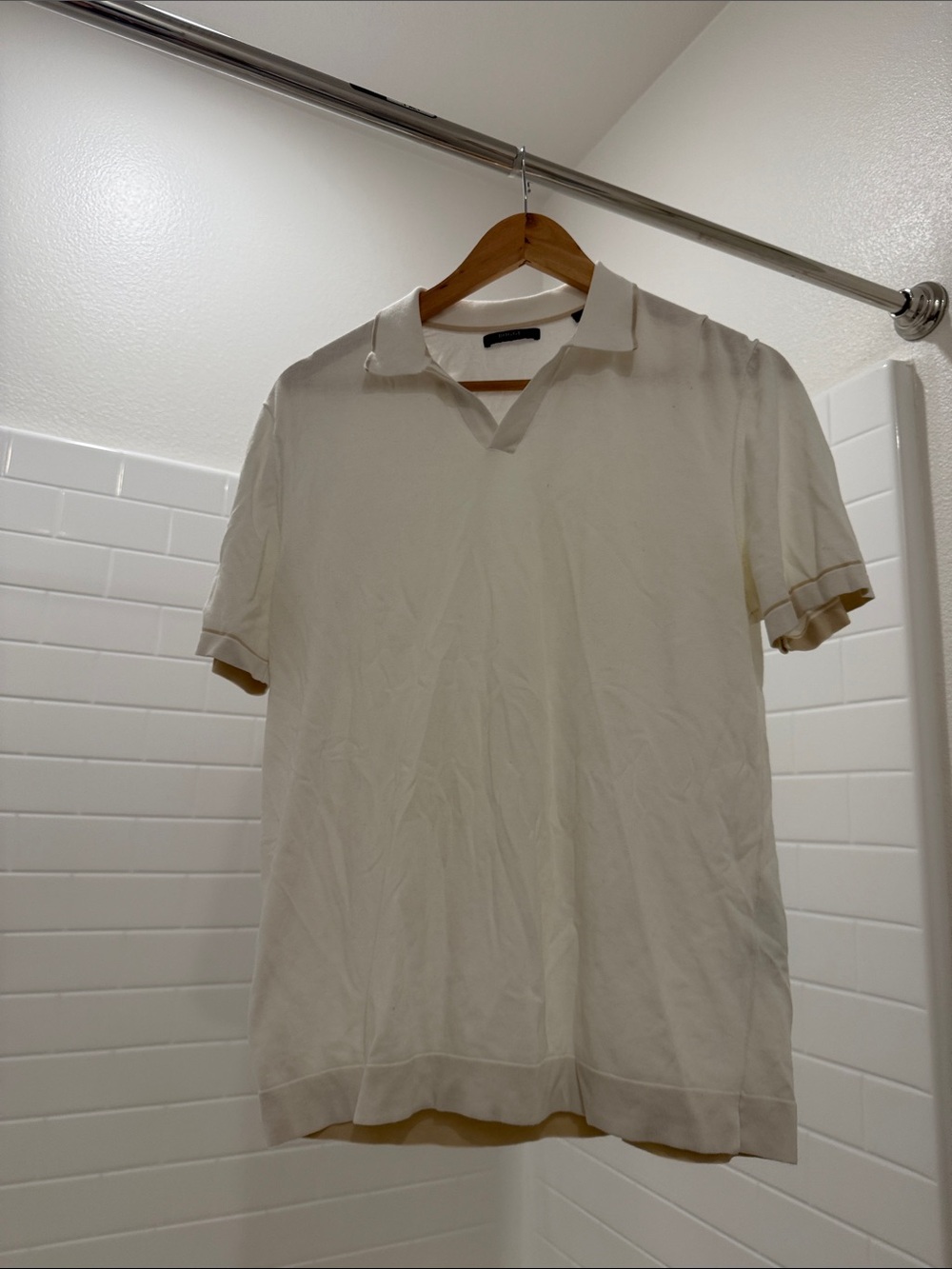 Men's Cream Short-Sleeve Polo — Lightweight Casual Polo